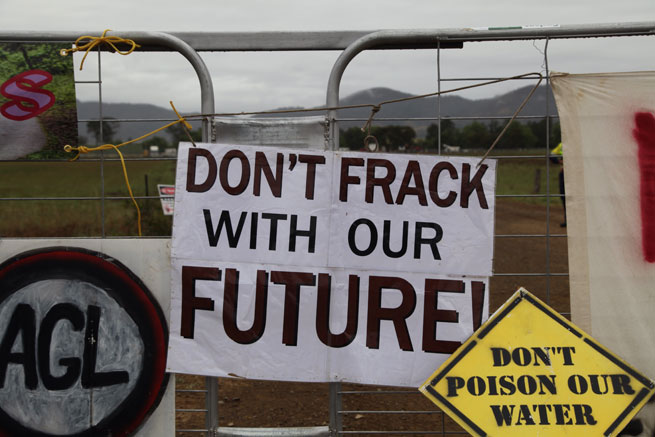An anti-fracking protest at a site in Gloucester