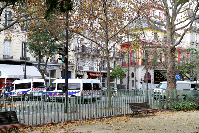 Police activity outside La Bataclan the day after the Paris Attacks