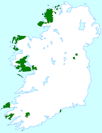 Gaeltacht Irish language region map of Ireland