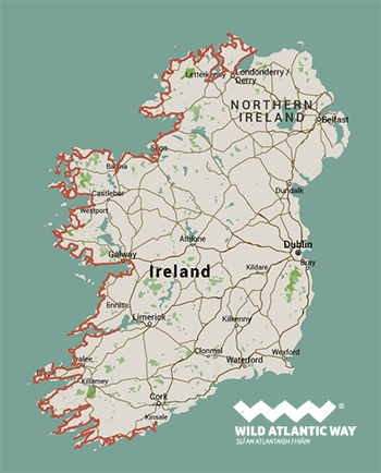 The Wild Atlantic Way coastline route in Ireland