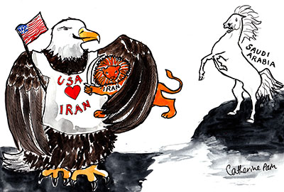 Saudi and Iran cartoon, Society Matters