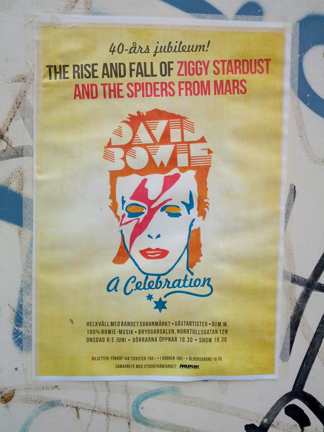 Poster advertising a celebration of David Bowie's work