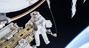 Kopra on a spacewalk at the International Space Station