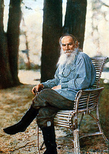 Leo Tolstoy in Yasnaya Polyana", 1908, the first color photo portrait in Russia.