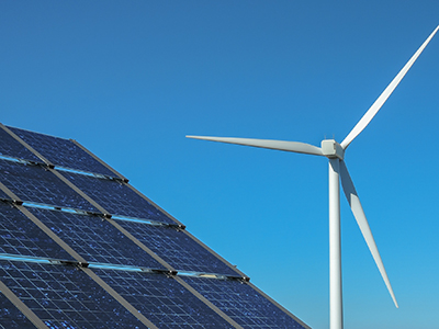 Some solar panels and a personal wind turbine