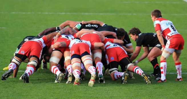 A rugby match in progress