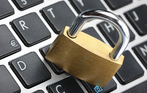 Padlock on a computer keyboard