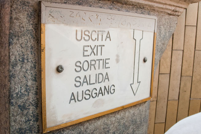 Exit sign in many languages