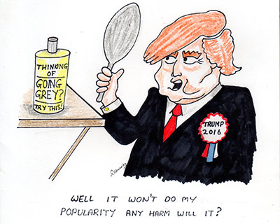 Donald Trump, old white man cartoon, society matters