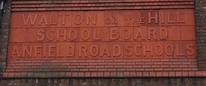 Anfield Boards School sign, Liverpool