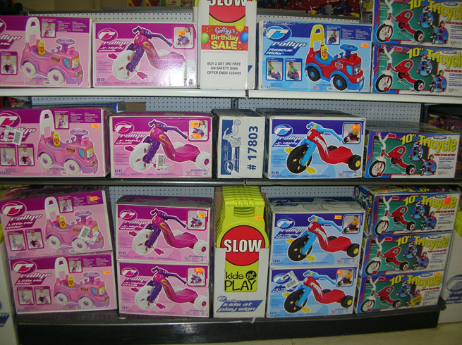 Pink bikes for the girls, blue bikes for the boys: Gendered toys in a shop