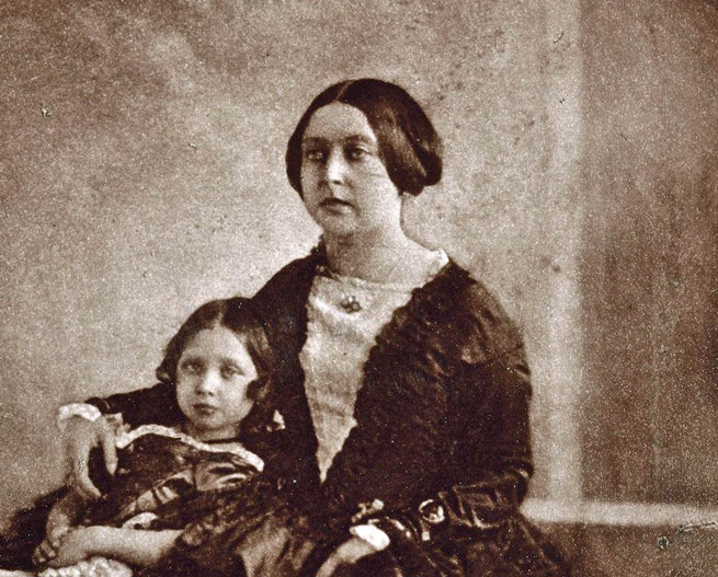 The earliest photograph of Queen Victoria, with the Princess Royal
