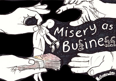 Misery as business cartoon, society matters