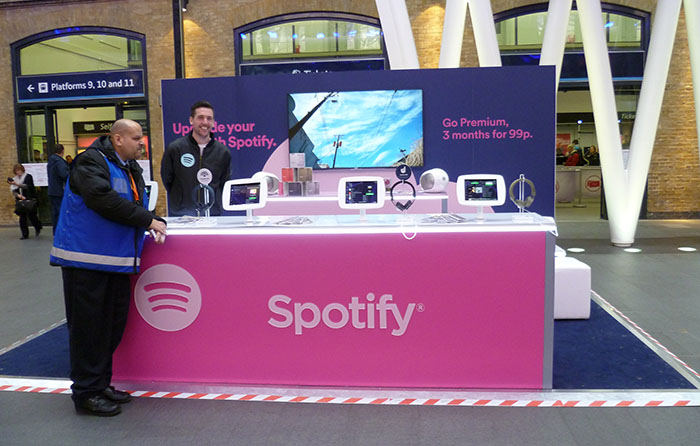 Spotify stand at King's Cross Railway Station