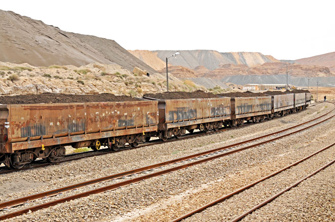 Trains loaded with phosphate rock, Al Metlaoui, Gafsa, Tunisia