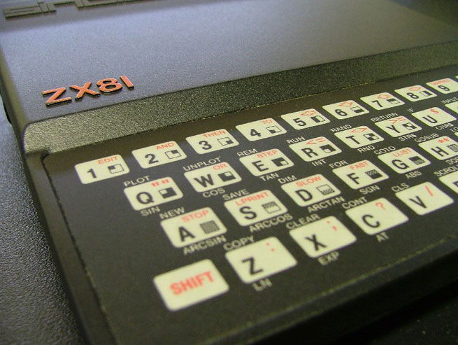 Close-up of a Sinclair ZX81 keyboard