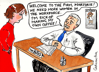 woman and boss cartoon, society matters