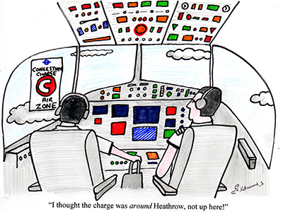 Pilot cockpit cartoon, heathrow runway, society matters