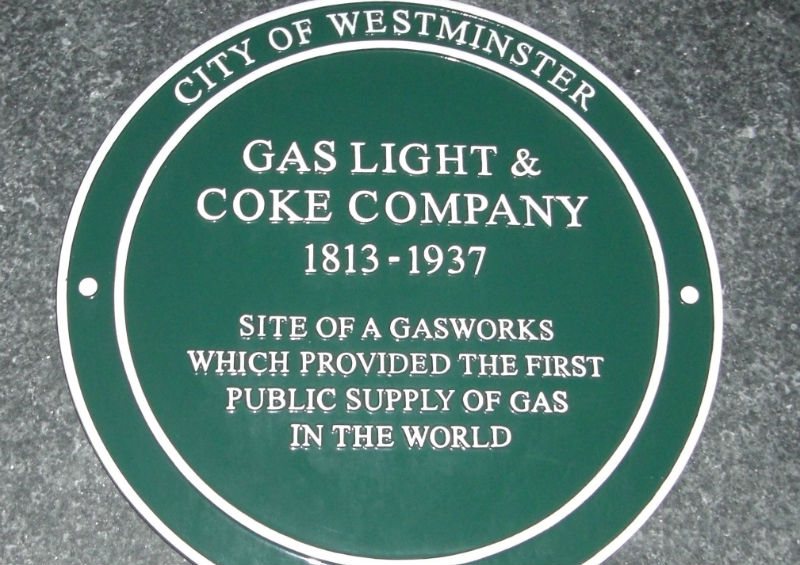 Plaque remembering the Gas Light & Coke Company's gasworks