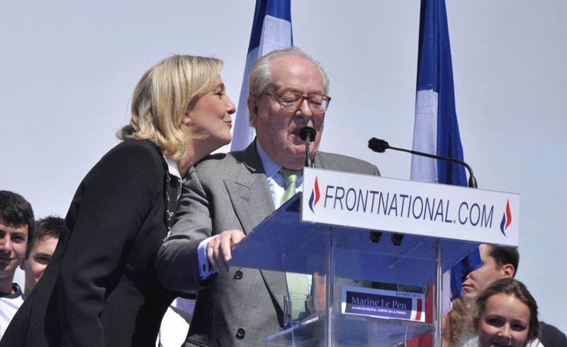 Marine and Jean-Marie LePen at a 2012 Front National event