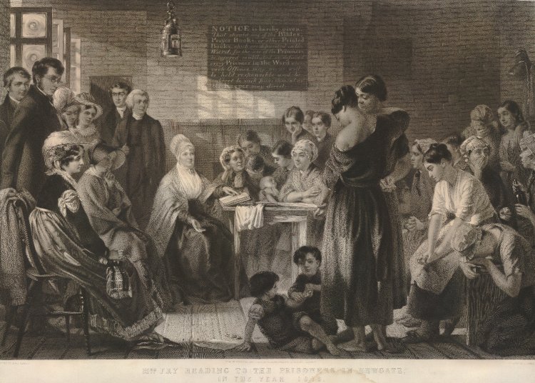 Jerry Barrett, ‘Mrs Fry Reading to the Prisoners in Newgate, in the year 1816’ (1860 [1863]) British museum