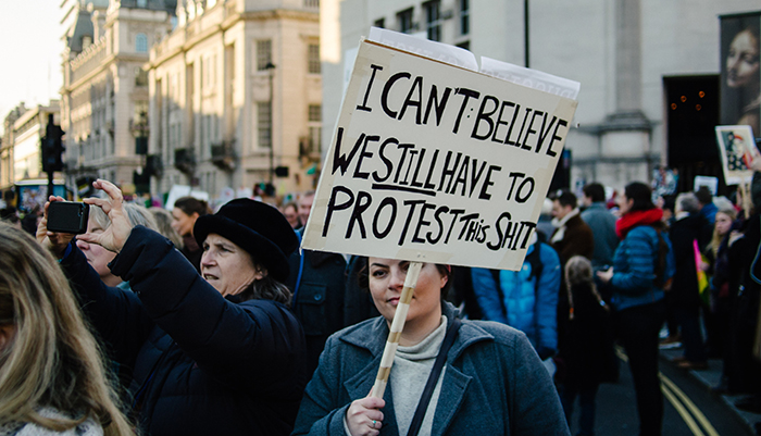 I can't believe we still have to protest this shit placard at Women's March 2017 London.