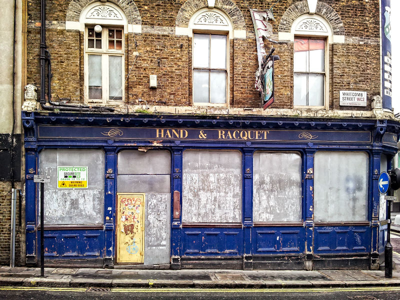 The closed Hand & Racquet pub in London