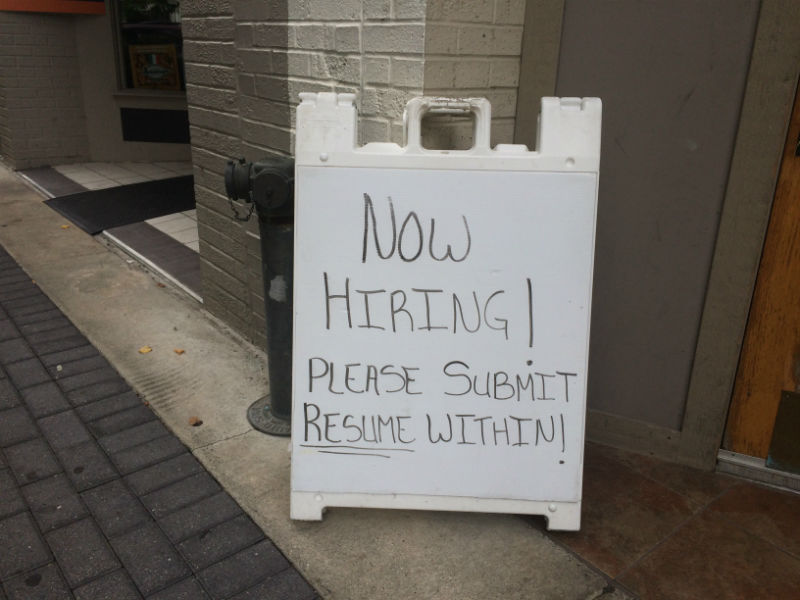 Now Hiring sign