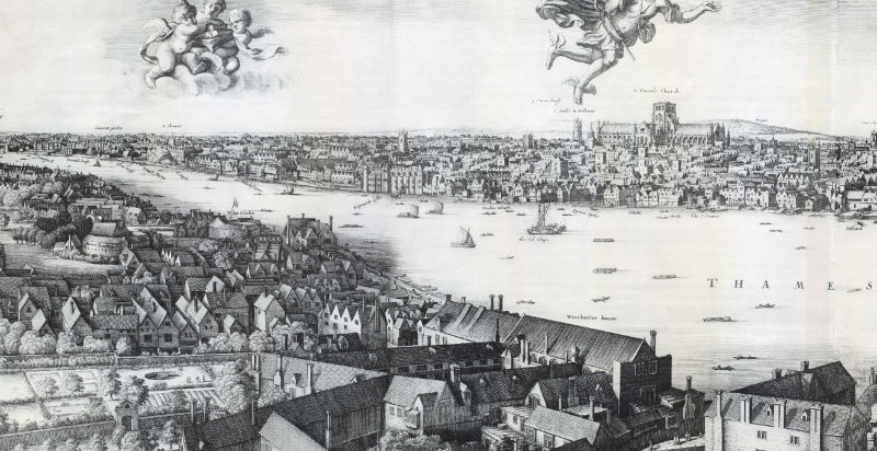 Long View of London from Bankside, a panorama of London by Wenceslaus Hollar, 1647