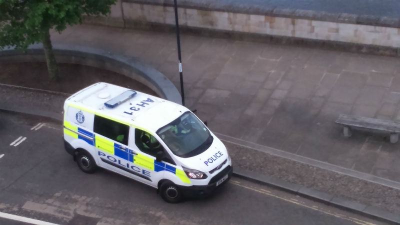 Police van seen from above