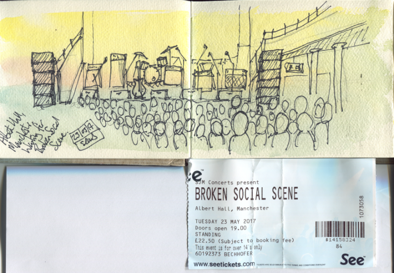 Sketch of the Broken Social Scene gig, Manchester Albert Halls, 23-05-17