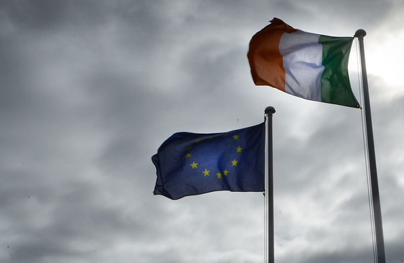 The European union and Irish flags