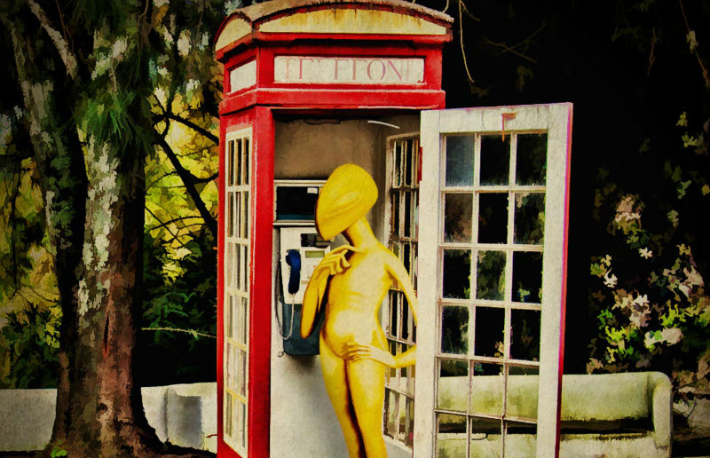 An alien in a phone box