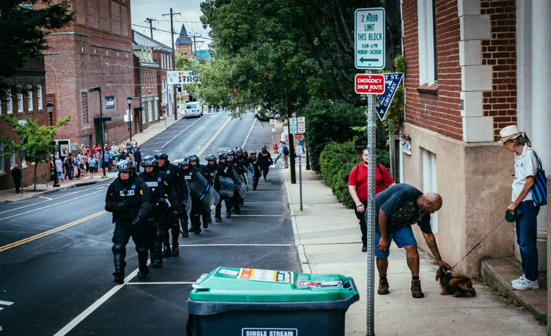 Police on the streets in Charlottesville