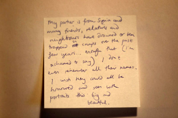 Visitor's handwritten reaction to From A Distance
