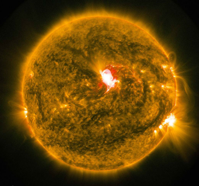 NASA’s Solar Dynamics Observatory captured this image of the sun emitting a mid-level solar flare, peaking at 2:23 p.m. EDT on June 22, 2015
