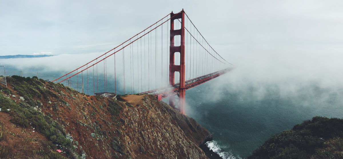 The Golden Gate bridge in fog