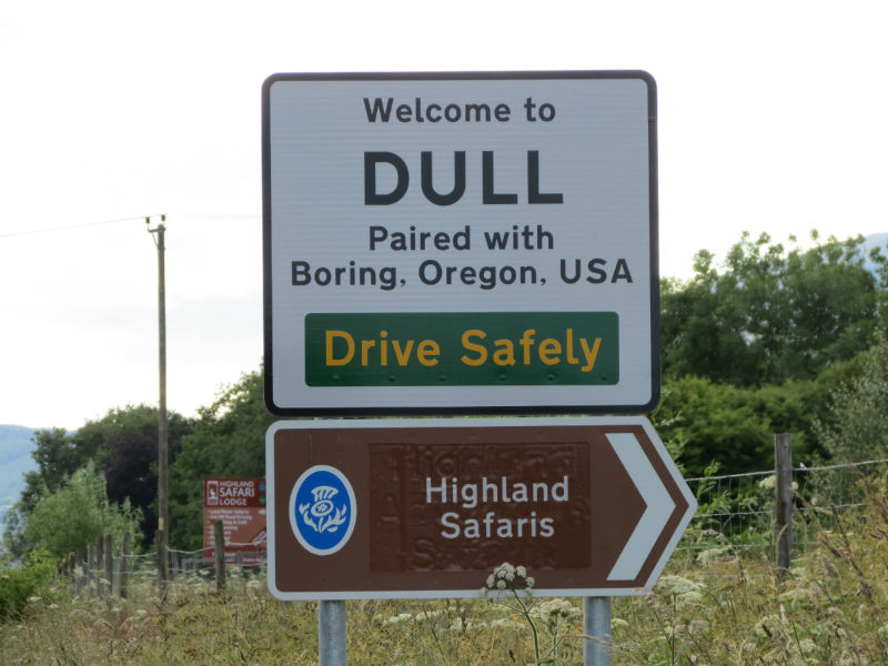 Dull and Boring roadsign