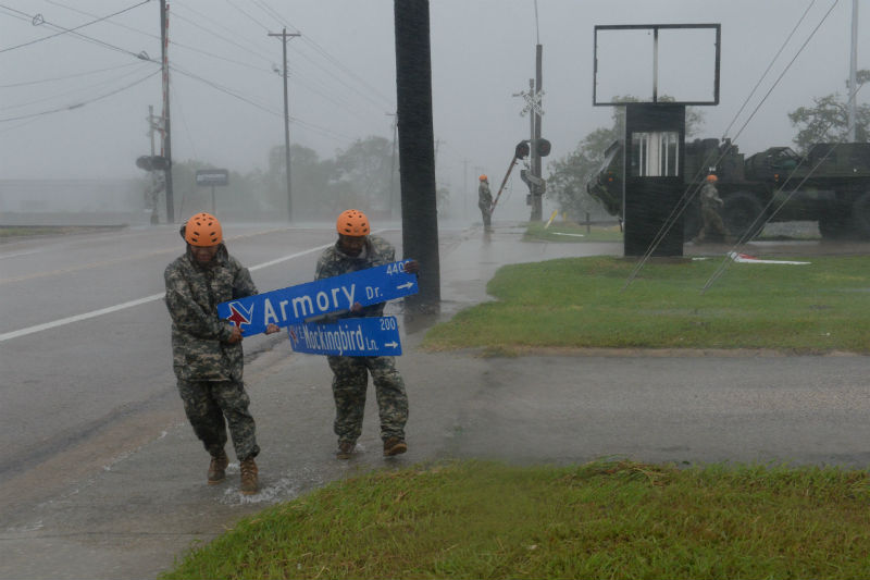 Texas National Guard clearing debris after Hurricane Harvey