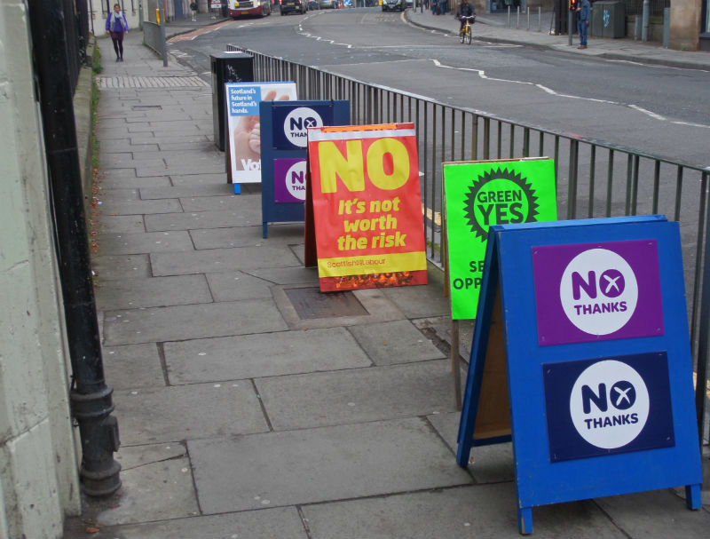 Signs from the Scottish referendum campaign 2014