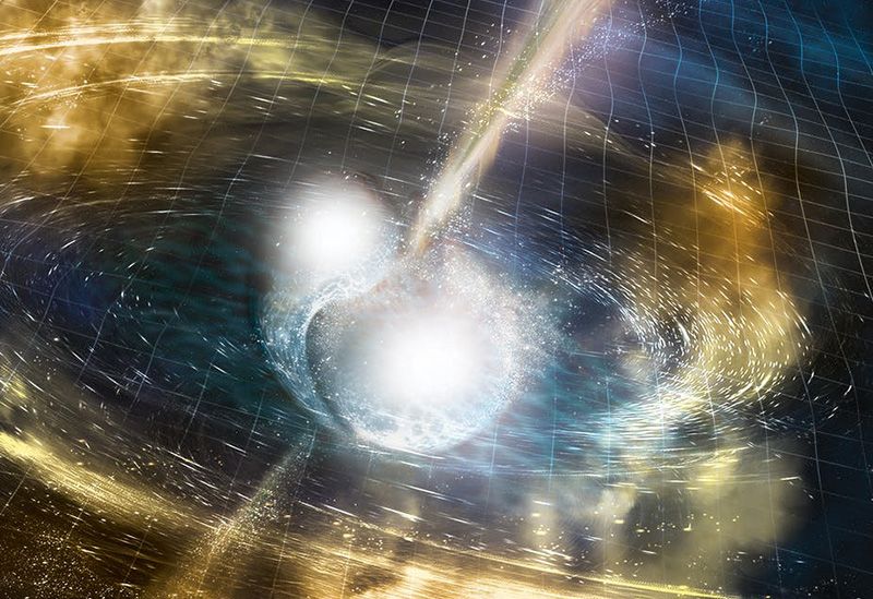Artist’s illustration of two merging neutron stars