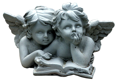 angels with a book statue