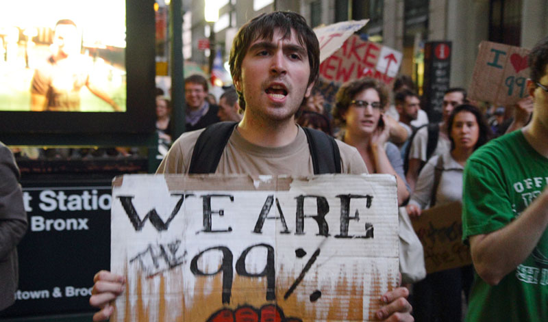 A protester at the Occupy Wall Street protest, 2011.