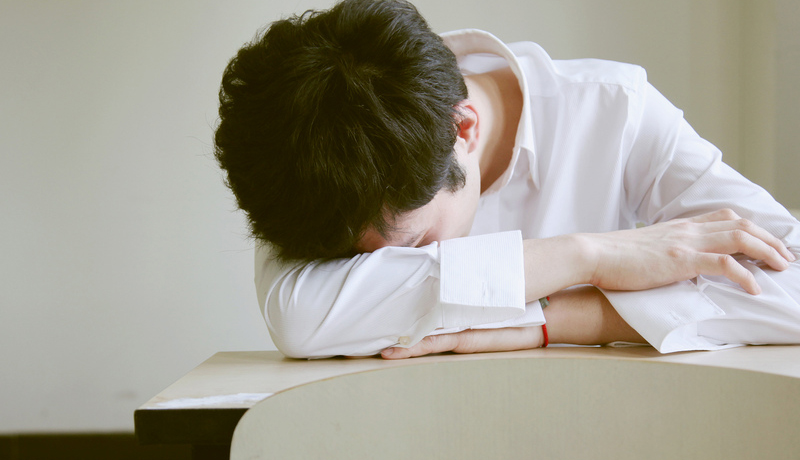 A student sleeping 