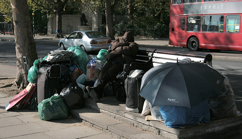 Homeless person in London