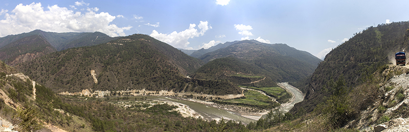 Dramatic topography in the Dangme Chu river valley, eastern Bhutan.