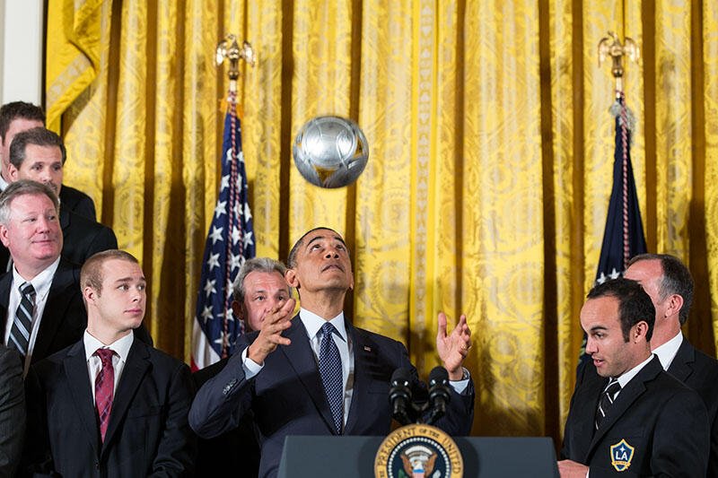 Obama with a football