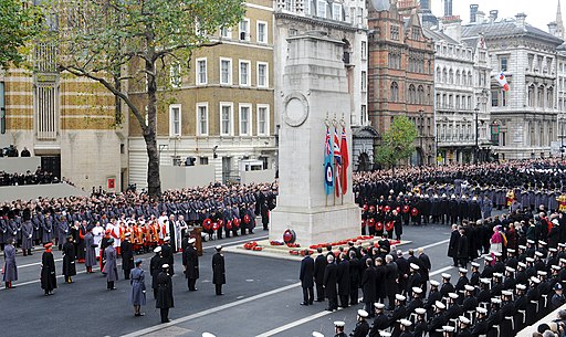 Cenotaph, London During Remembrance Sunday Service 