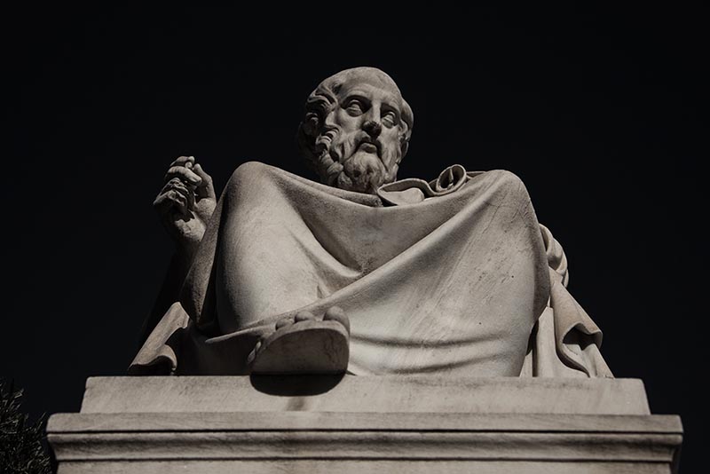 Plato statue at the Academy of Athens building in Athens, Greece