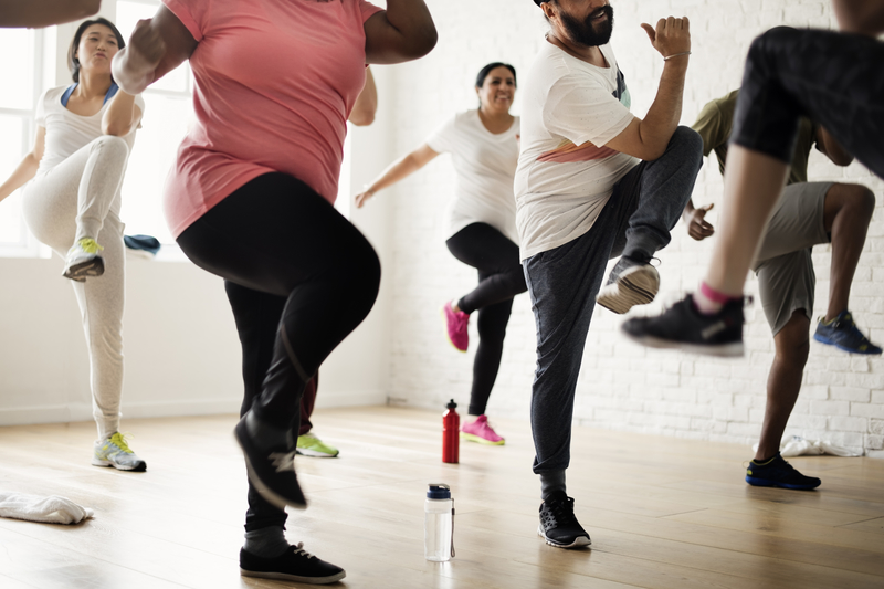 Class of people exercising